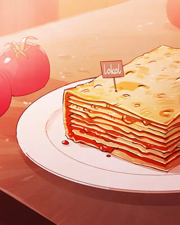 Delicious lasagne that looks not unlike a book