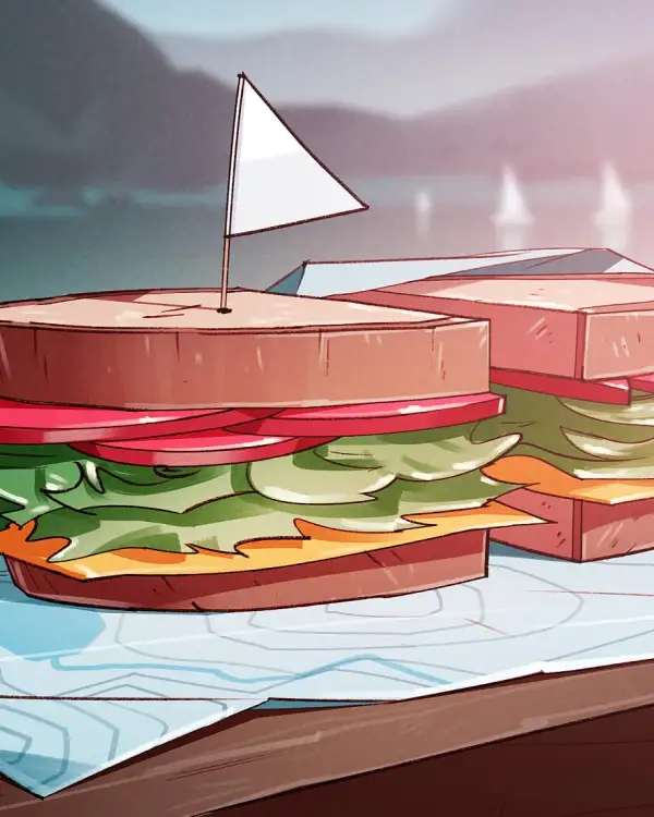 Delicious sandwich integrated with boat image