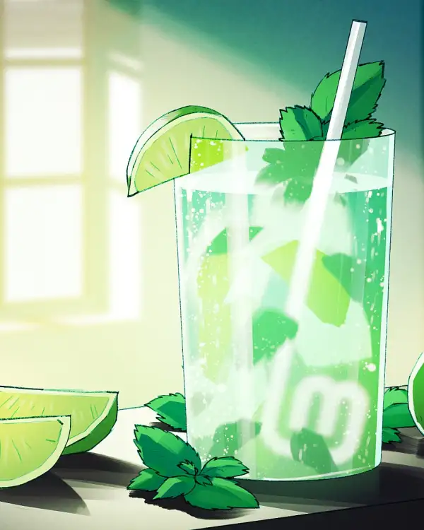 Delicious cocktail with mint and lime