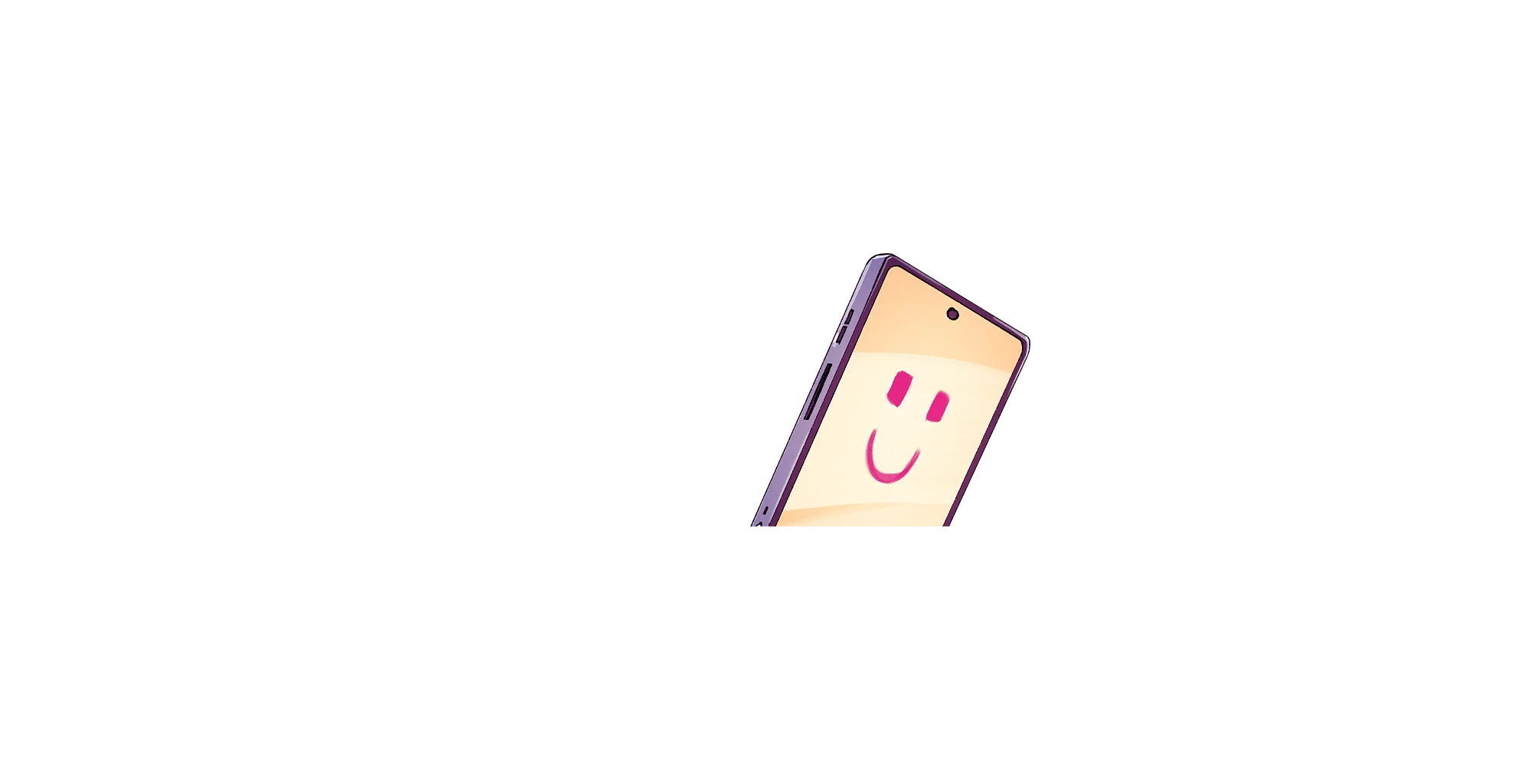 Happy smartphone in front of a galactical background, freeing itself from cables